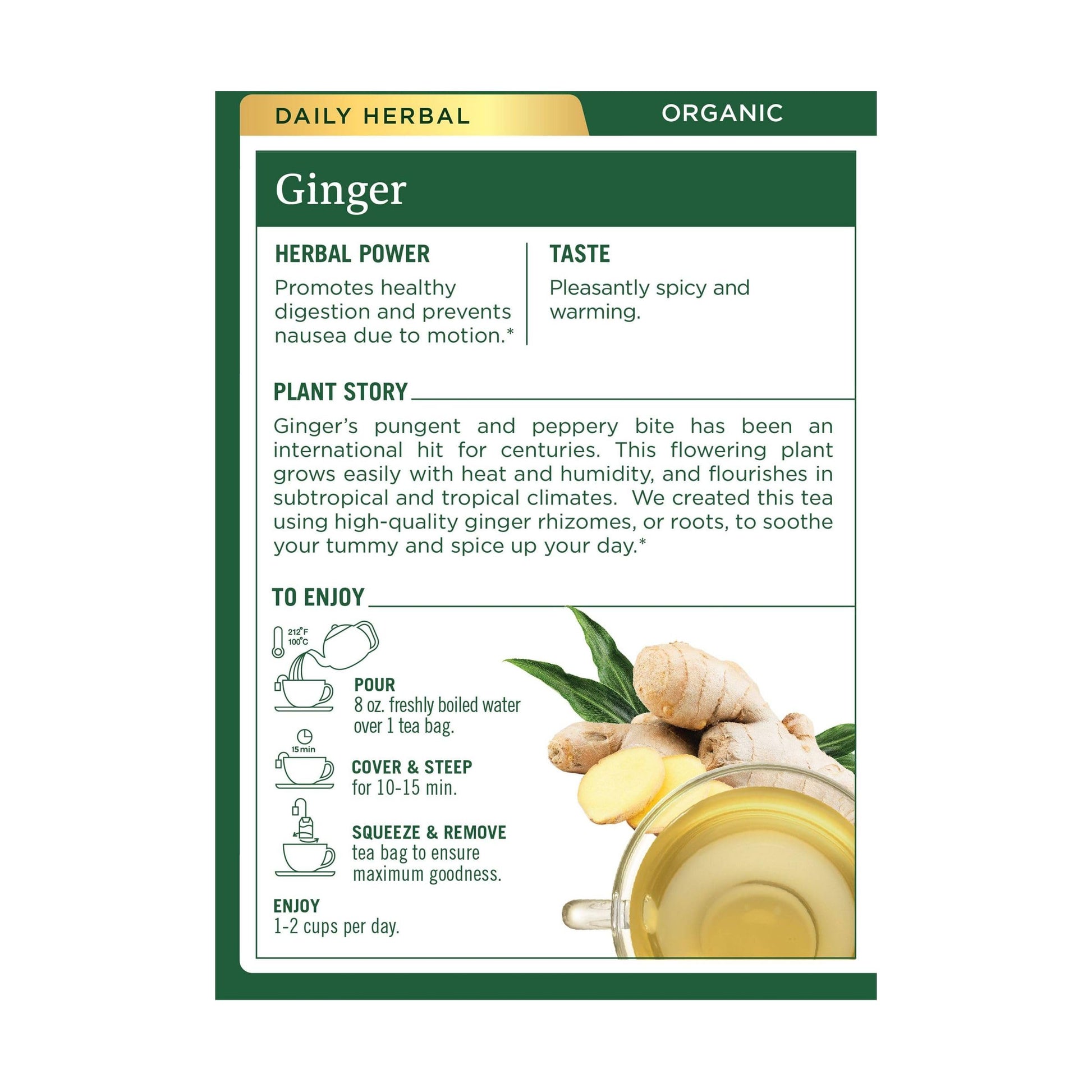 Traditional Medicinals Tea, Organic Ginger, Healthy Digestion, Pleasantly Spicy & Warming, 16 Tea Bags - Nirvana Guru