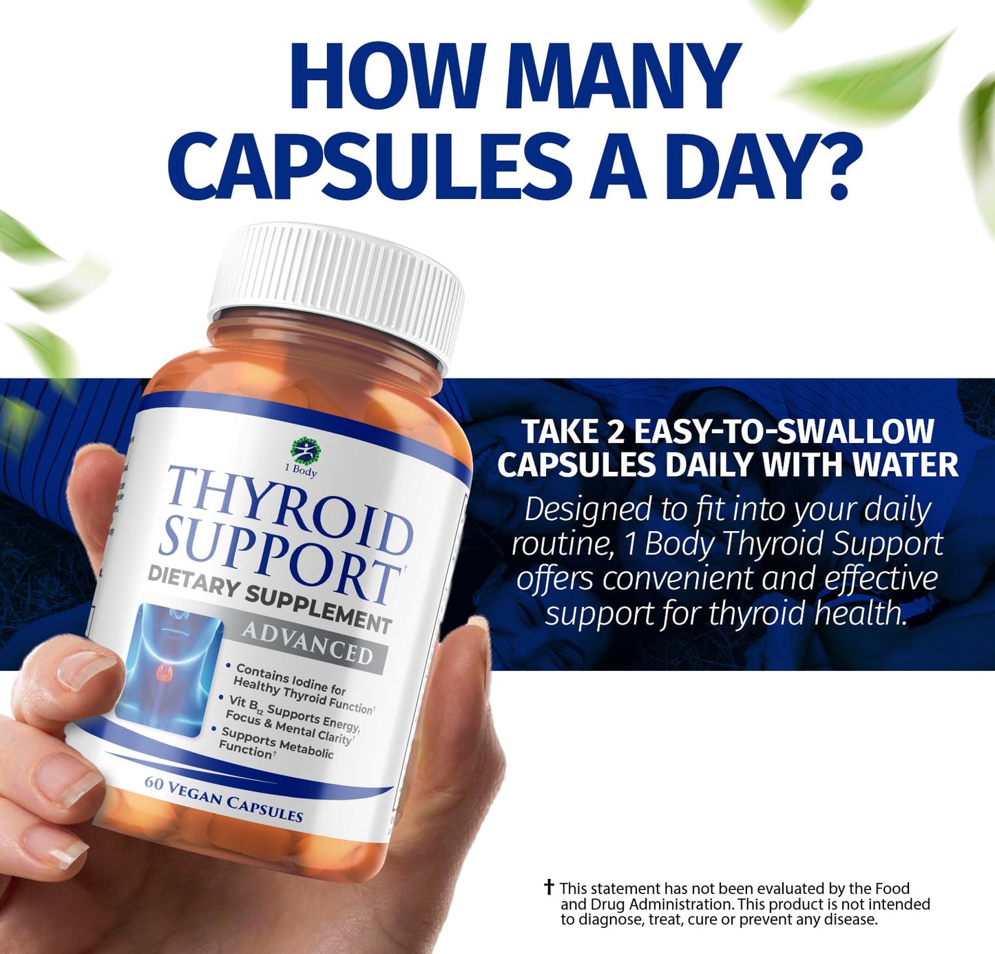 1 Body Thyroid Support Supplement with Iodine, B12, Zinc, Selenium, Ashwagandha, Non-GMO, Vegetarian, 30 Day Supply Nirvana Guru