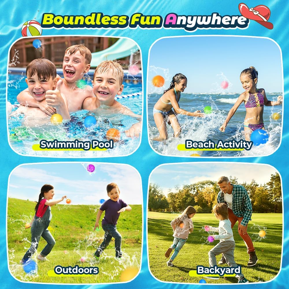 16Pcs Reusable Water Balloons for Kids, Pool Beach Water Toys for Boys and Girls, Summer Toy for Outdoor Games Nirvana Guru