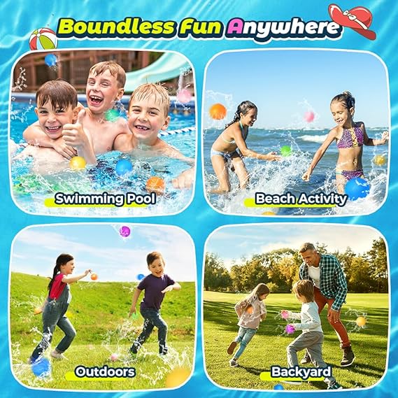 12Pcs Reusable Water Balloons, Pool Beach water Toys for Boys and Girls, Outdoor Summer Toys for Kids Ages 3-12 Nirvana Guru