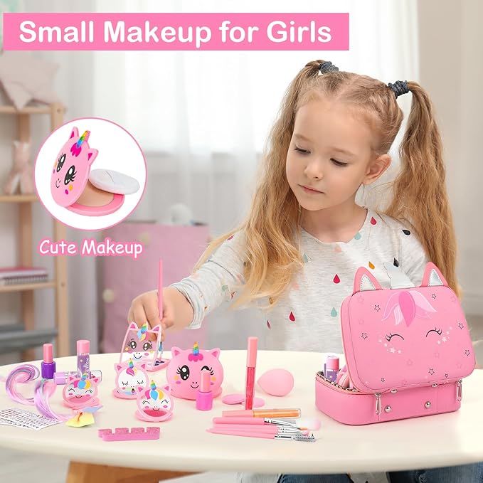 Heaning Kids Washable Makeup Girl Toys - Real Makeup Kit Kid Make up Set for Toddlers Children Princess Dress Up Christmas Birthday Gifts Toys for 3 4 5 6 7 8 9 10 11 12 Year Old Girls nirvanaguru