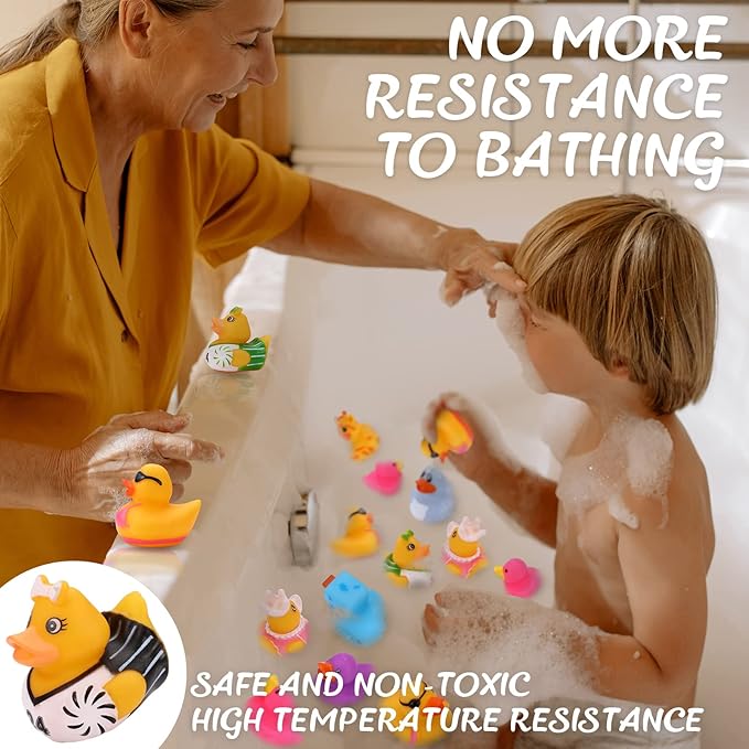 100 Pack Rubber Ducks in Bulk, Assorted Ducks for Jeeps Ducking, Mini Rubber Duckies for Baby Bath Toys, Kids Bath Pool Toys Birthday Gifts Party Favors Nirvana Guru