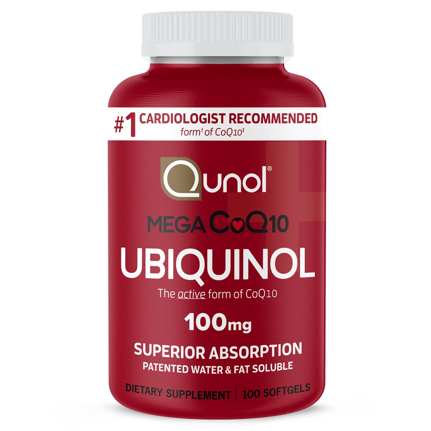 Qunol Mega Ubiquinol 100mg CoQ10, Superior Absorption, Patented Water and Fat Soluble Natural Supplement Form of Coenzyme Q10, Antioxidant for Heart Health, 100 Count Softgels Nirvana Guru