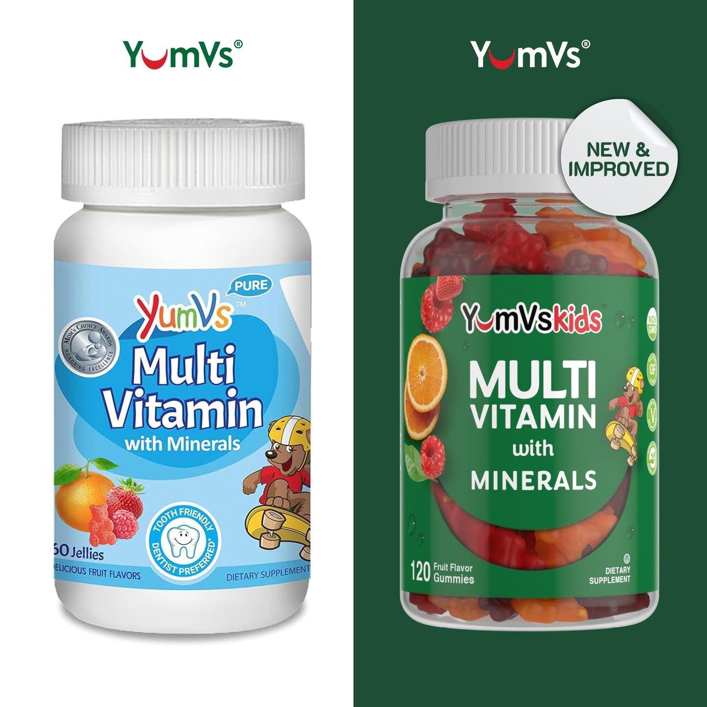 YumVs Kids Multivitamin Gummies - Fruit Flavored Chewable Children's Multivitamin - Kids Vitamins Multivitamin Gummy with 12 Minerals & Vitamins A C D3 E B6 B12 - Kosher Halal Gluten Free (60 Count) - Nirvana Guru