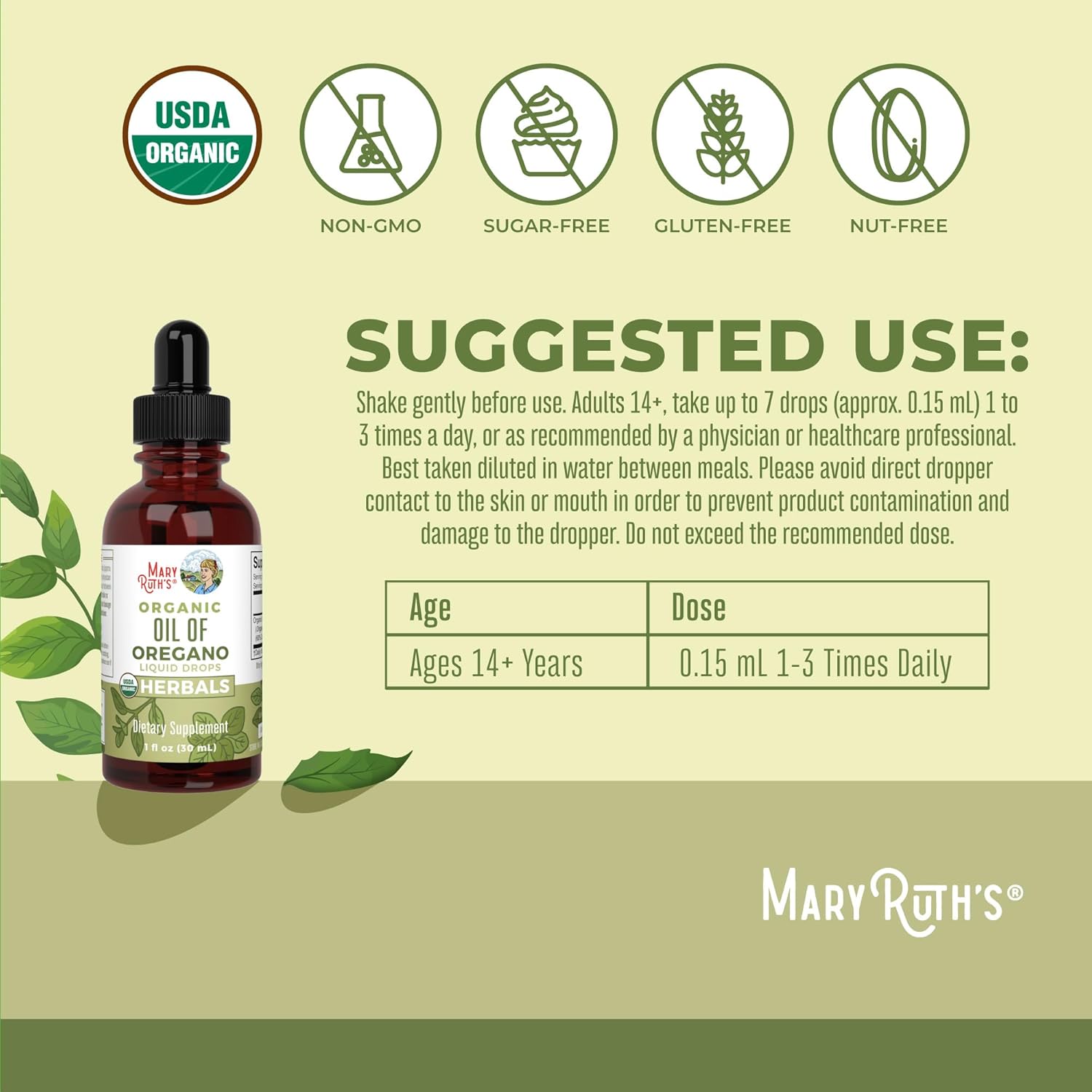 MaryRuth Organics Oregano Oil Drops | 6 Month Supply | USDA Organic Oil of Oregano Liquid | Herbal Blend for Immune Support | Digestive Health | Overall Health | Vegan | Sugar Free | Non-GMO | 1 Fl Oz - Nirvana Guru