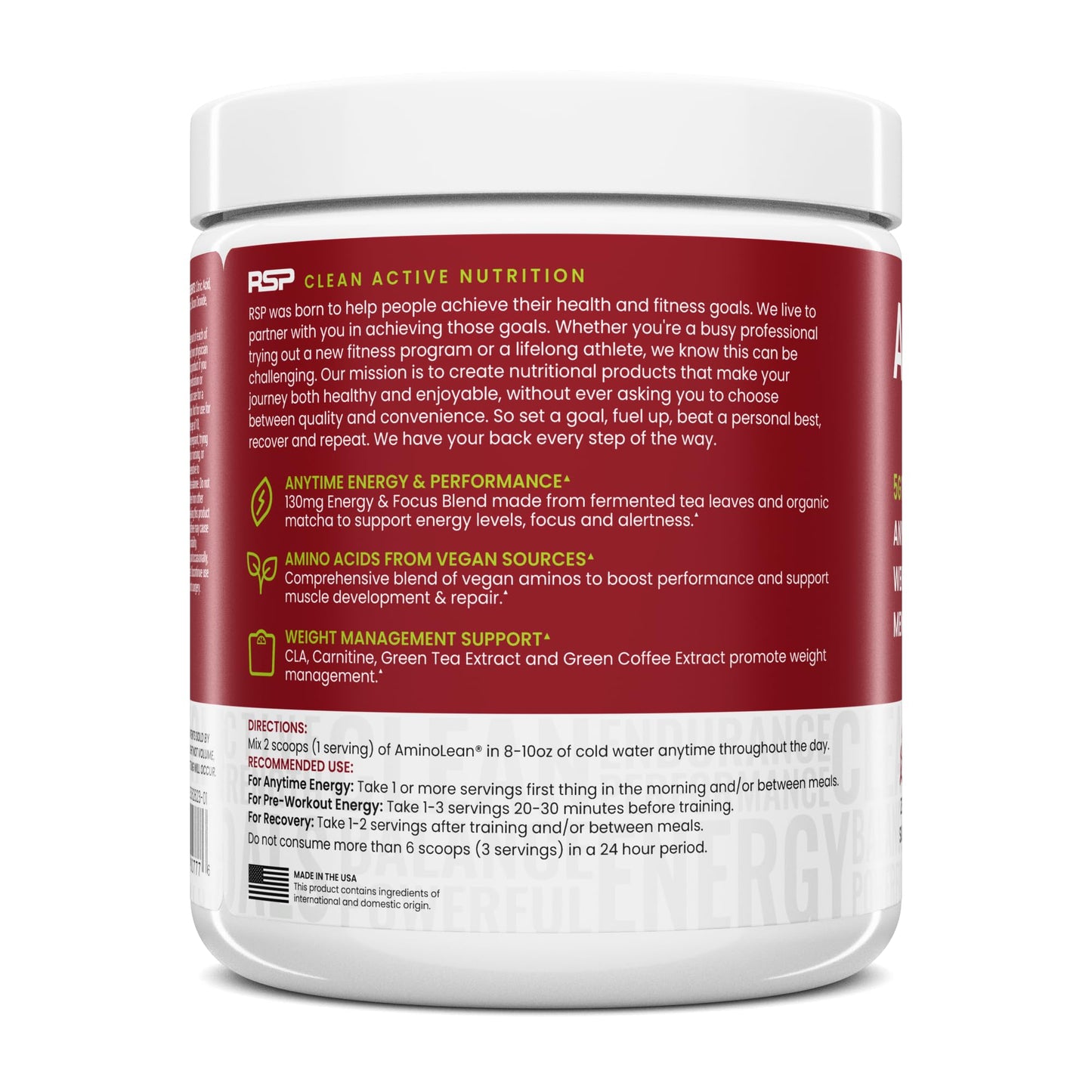 RSP NUTRITION AminoLean Pre Workout Powder, Amino Energy & Weight Management with Vegan BCAA Amino Acids, Natural Caffeine, Preworkout Boost for Men & Women, 30 Serv, Pink Lemonade… Nirvana Guru