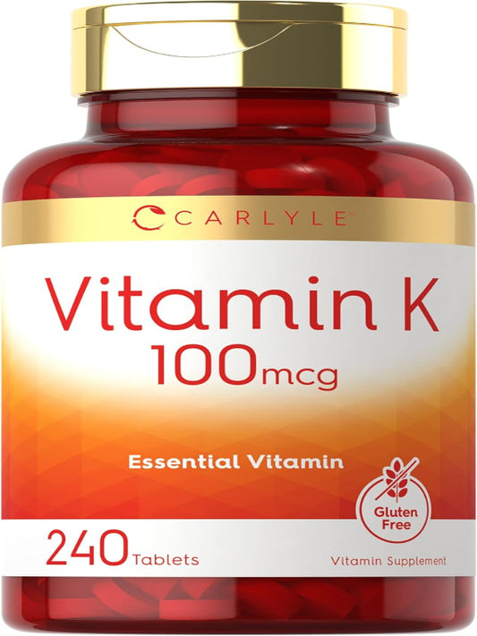 Carlyle Vitamin K 100 mcg | 240 Tablets | Vegetarian, Non-GMO, Gluten Free | Vitamin K Supplement Nirvana Guru