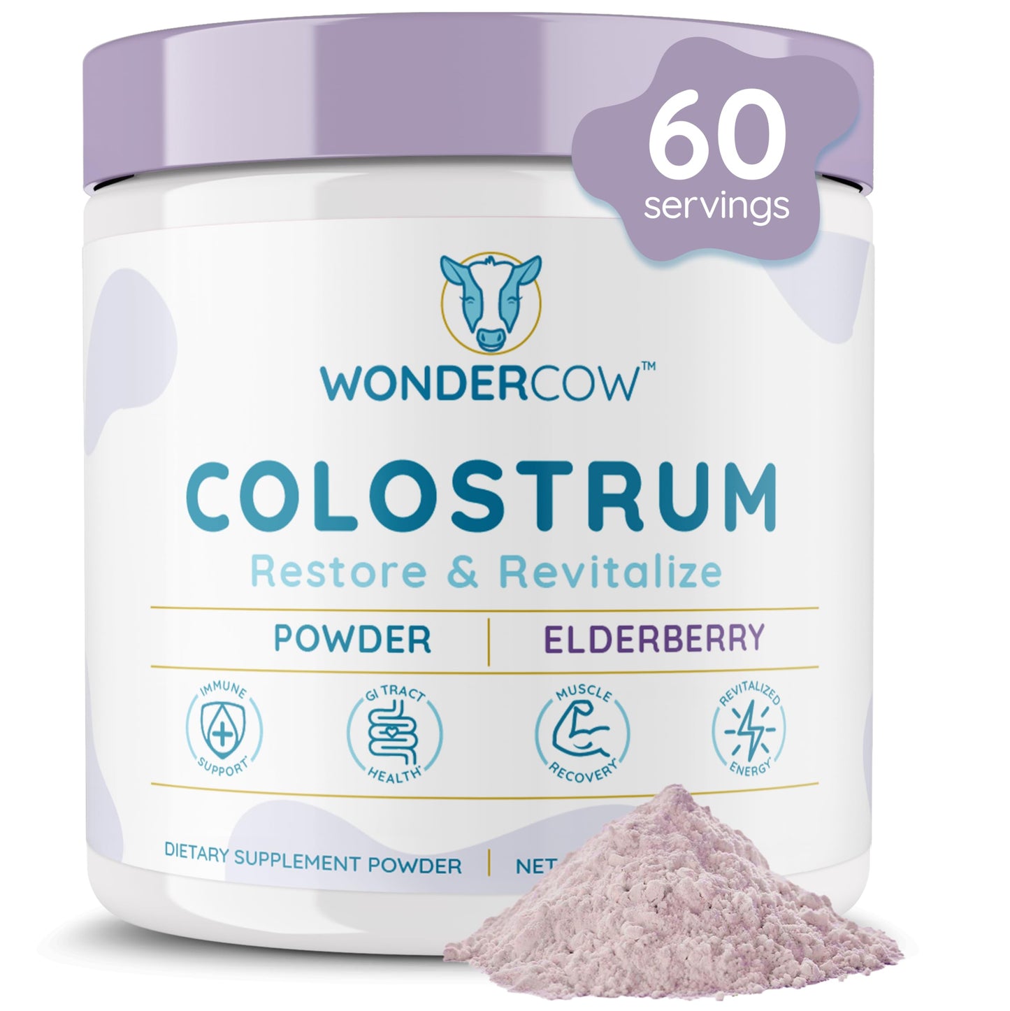 Colostrum Supplement Powder for Gut Health, Immune Support, Muscle Recovery & Wellness | Natural IgG Pure Whole Bovine Colostrum Superfood, Unflavored, 60 Servings Nirvana Guru