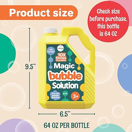 64 oz Iridescent Bubble Solution Refill | Non-Toxic Pre-Mix Bubble Refill Solution No Mixing or Measuring Required | Bubbles for Kids | Bubbles Bulk | Bubble Machine Solution | Giant Bubble Solution nirvanaguru