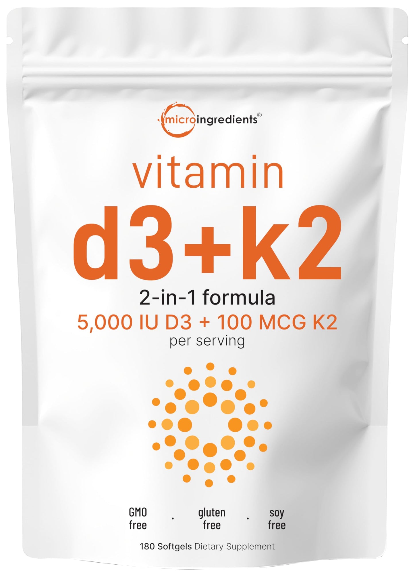 Micro Ingredients Vitamin D3 10,000 IU + K2 MK-7 200 mcg, 300 Softgels | Virgin Coconut Oil | 2-in-1 Bone, Immune & Heart Support | Easy to Swallow, Non-GMO