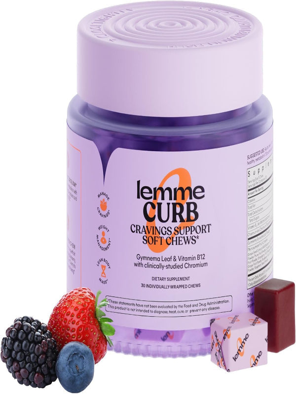 Lemme Curb Cravings Soft Chews - Manage Appetite, Support Metabolism & Lean Body w/Clinically Studied Chromium, Gymnema & B12 for Healthy Weight Management, Mixed Berry Nirvana Guru