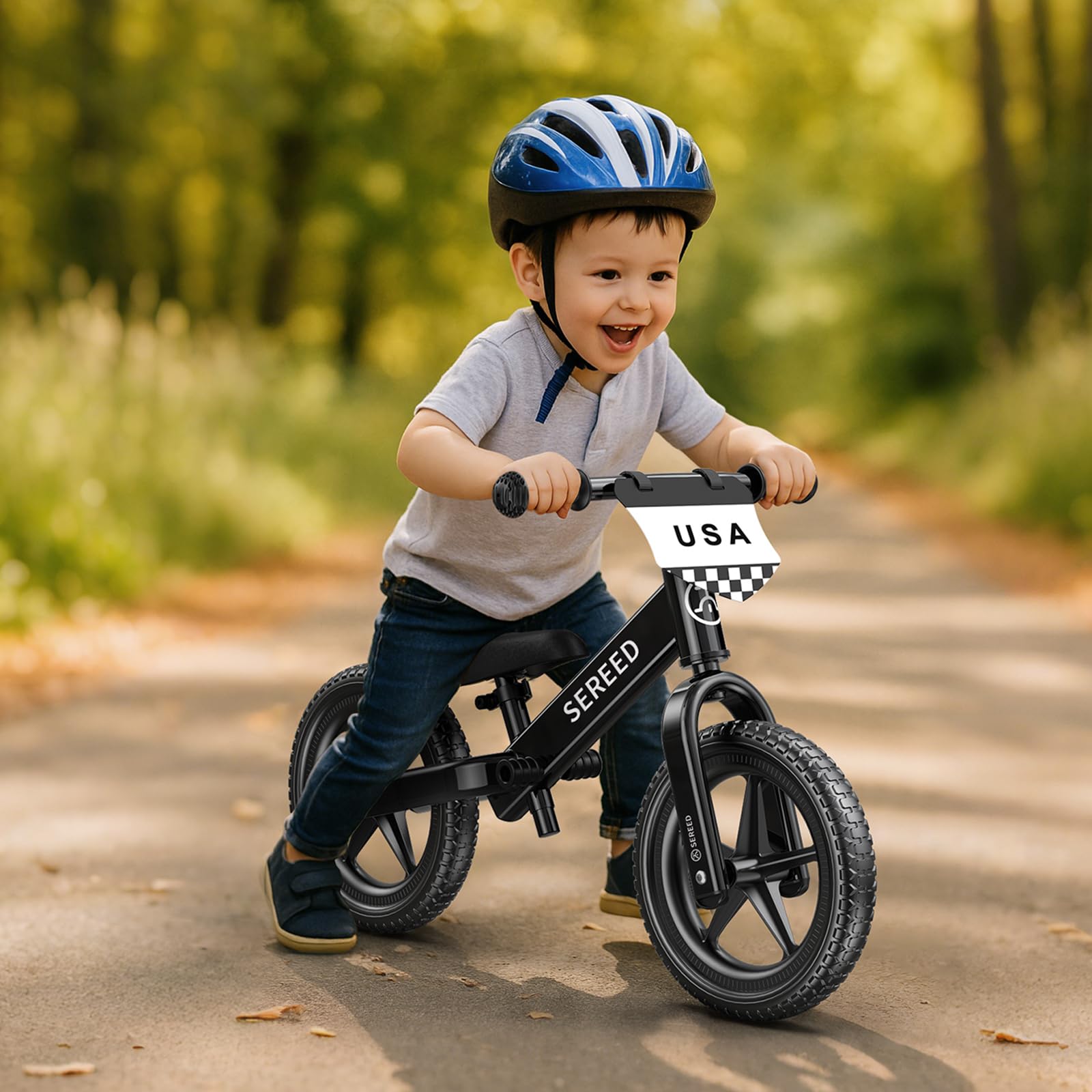 SEREED Toddler Balance Bike 2 Year Old, No Pedal Kids Toy Bike for 2-5 Years Old, Tool-Free Adjustment, Gift for 2-3 Boys Girls, Customize Plate with 3pcs Stickers (White) Nirvana Guru