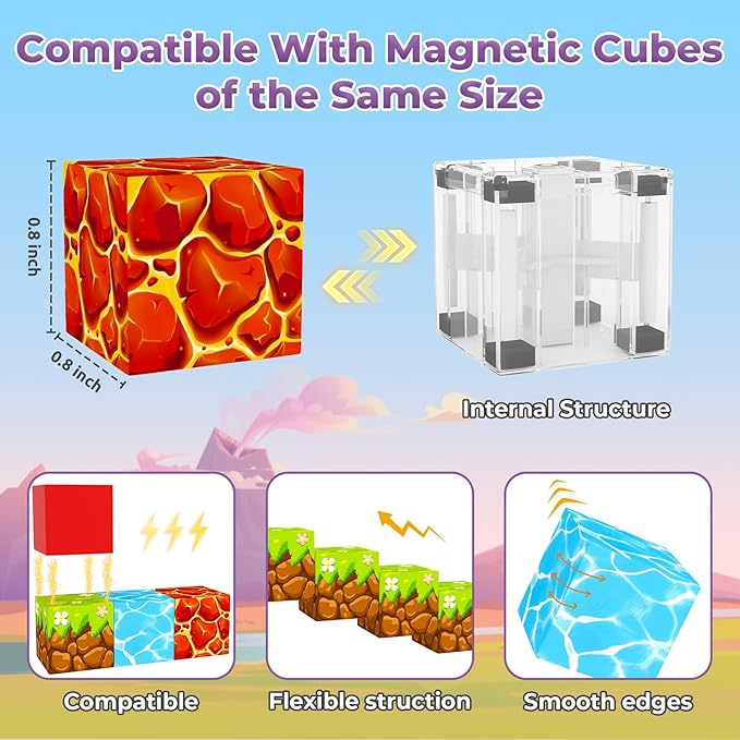 Magnetic Blocks, Magnetic Tiles Building Blocks, Magnet Cubes Toddler Kids Toys, Sensory STEM Toys for 3-5 4-6 5-7 6-8 Year Old Boys Girls Easter Birthday Gifts Travel Outdoor Kids Games (0.8IN/2CM) Nirvana Guru