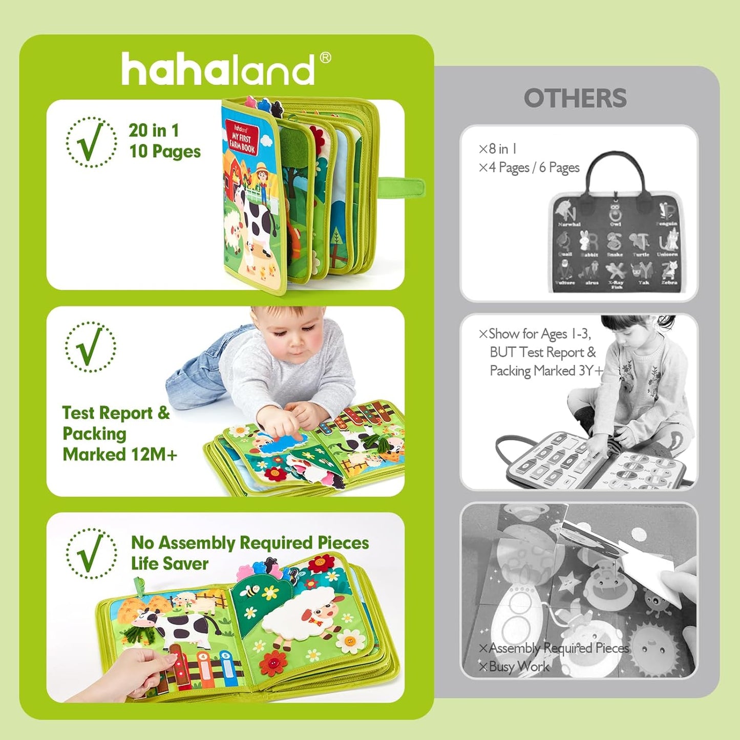 hahaland Busy Book for Toddlers 1-3 - Montessori Toys Busy Board for 1 Year Old Boy Gifts Girl Toys Educational Learning Quiet Activity Books Travel Toy One Year Old Birthday Christmas Toddler Gifts Nirvana Guru