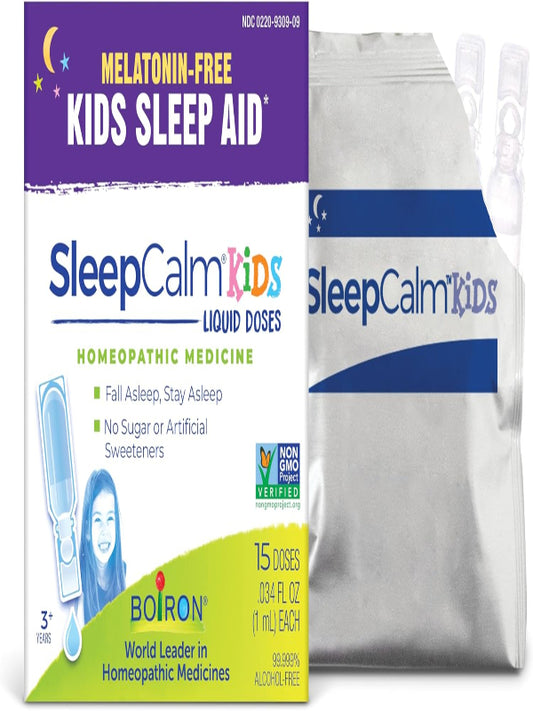 Boiron SleepCalm Kids Liquid Doses Sleep Aid for Deep, Relaxing, Restful Nighttime Sleep - Melatonin-Free and Non Habit-Forming - 15 Count - Nirvana Guru