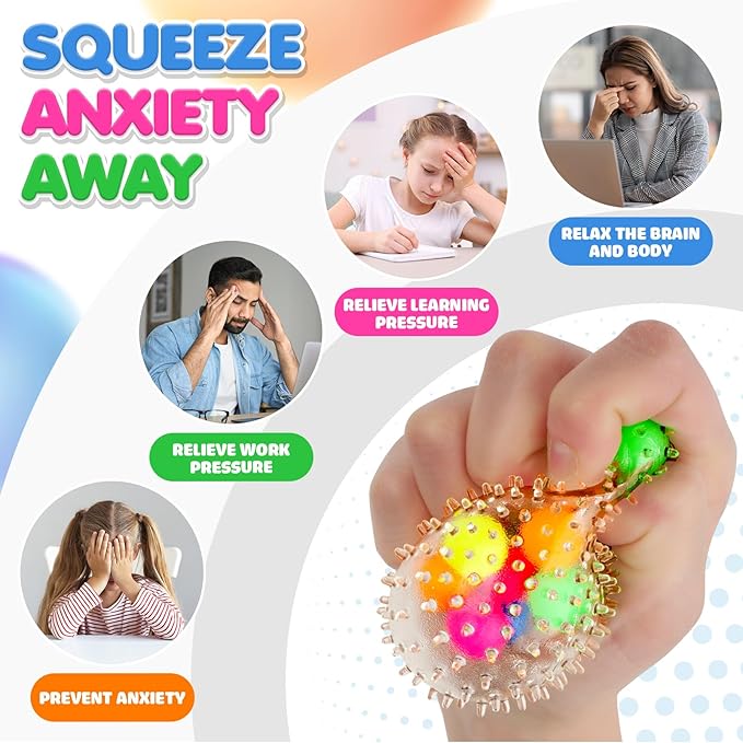 6 Set Squishy Sensory Stress Squeezing Balls forAdults: Best Calming Tool to Relieve Anxiety, Vent Mood and Improve Focus, Easter Basket Stuffers for Kids, Goodie Bag Stuffers nirvanaguru