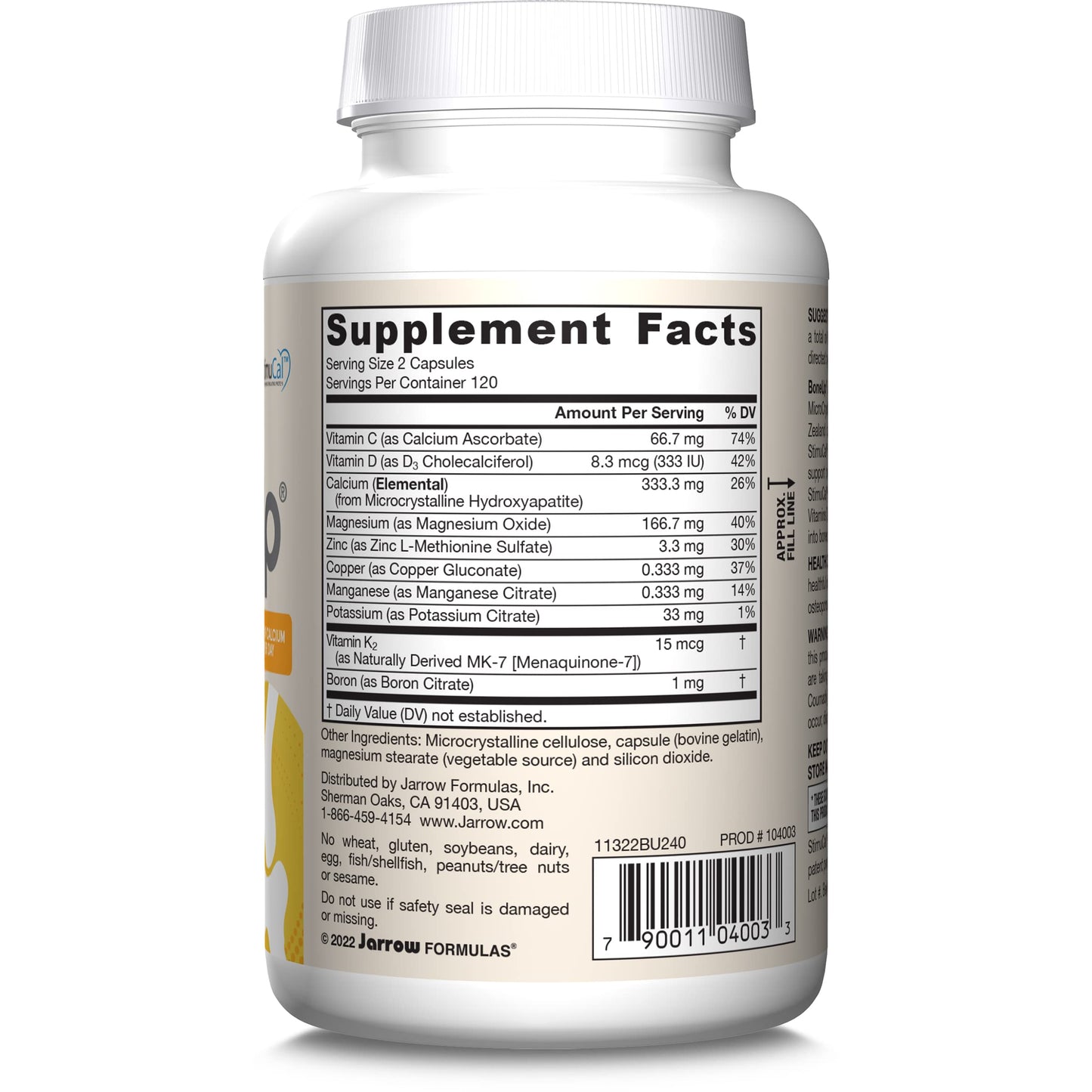 Jarrow Formulas BoneUp for Bone Density - Vitamin D3 and K2, Calcium Support, 360 Capsules, Promotes Skeletal Nutrition, Up to 60 Days Supply - Nirvana Guru