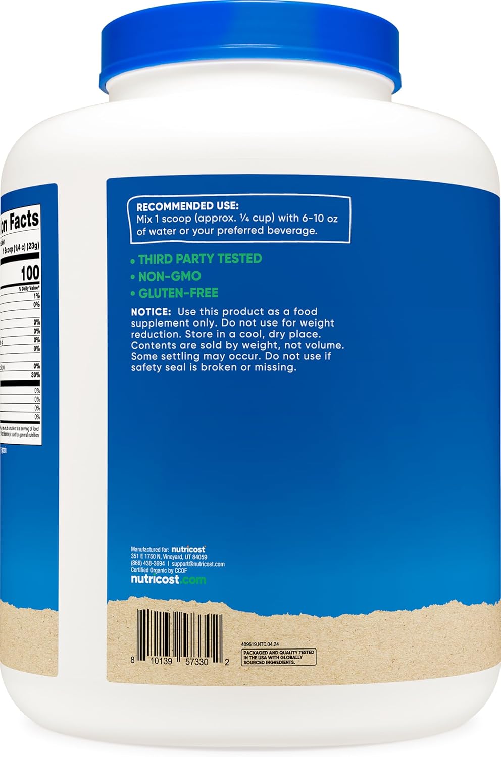 Nutricost Organic Rice Protein Powder (5 LB) - Gluten-Free, GMO-Free (from Brown Rice) - Nirvana Guru