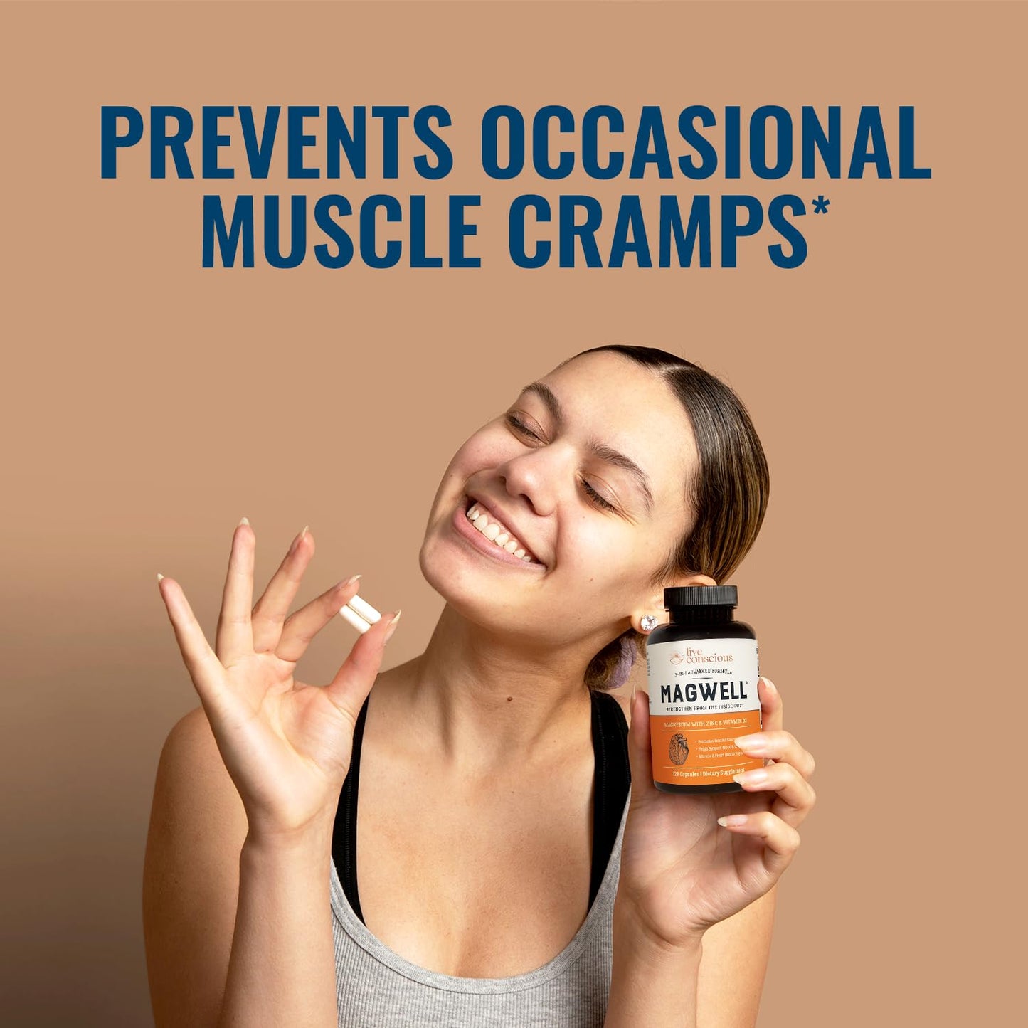 Live Conscious Magwell Magnesium Zinc & Vitamin D3 - Magnesium Glycinate, Malate, & Citrate - Triple Supplement for Women & Men - for Sleep, Bone, Heart, Immune Support - 120 Caps Nirvana Guru