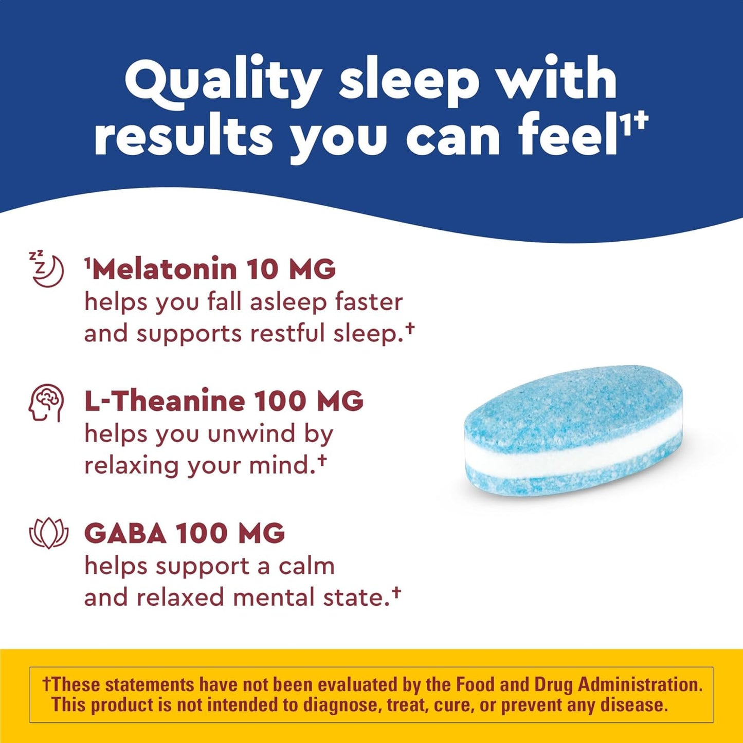 Nature Made Wellblends Sleep Longer, Melatonin 10mg, L theanine 100 mg, and GABA 100mg, Sleep Supplement, 35 Tri-Layer Tablets - Nirvana Guru