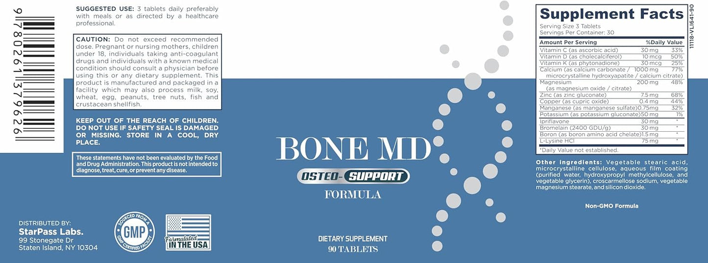 Bone MD Osteo Strength Ultimate Health Support | Supplement for Women and Men | Promote Density 90 Tablets Nirvana Guru