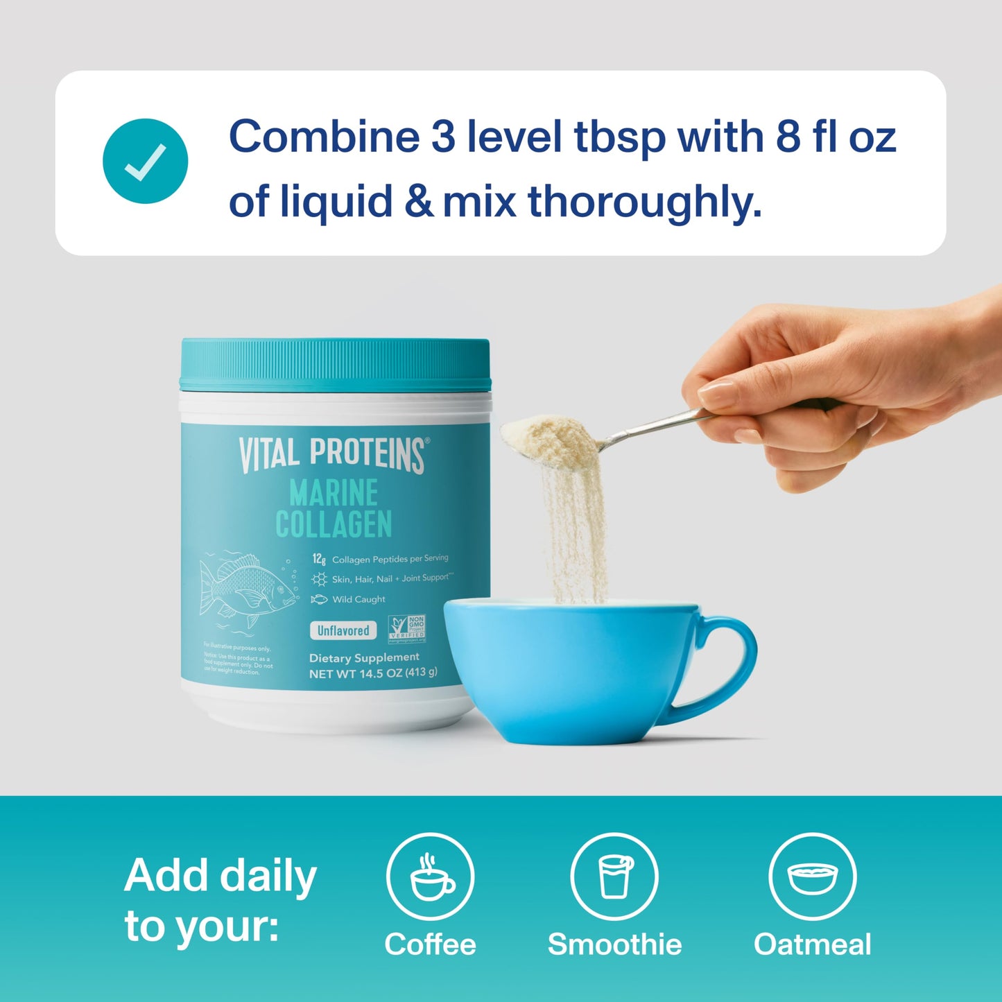 Vital Proteins Marine Collagen Peptides Powder Supplement for Skin Hair Nail Joint - Hydrolyzed Collagen - 12g per Serving - 14.5oz Canister - Nirvana Guru