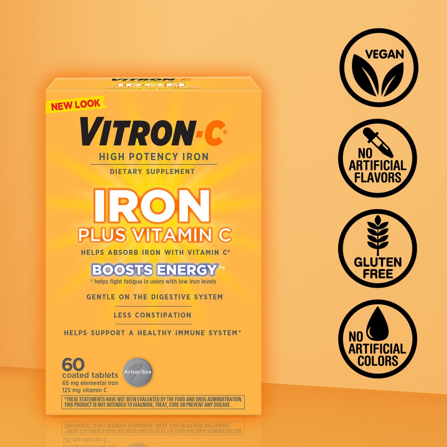 Vitron-C Iron Supplement, Immunity Support Iron Supplements with Vitamin C, Iron Pills for Immune Support, 60 Count Nirvana Guru