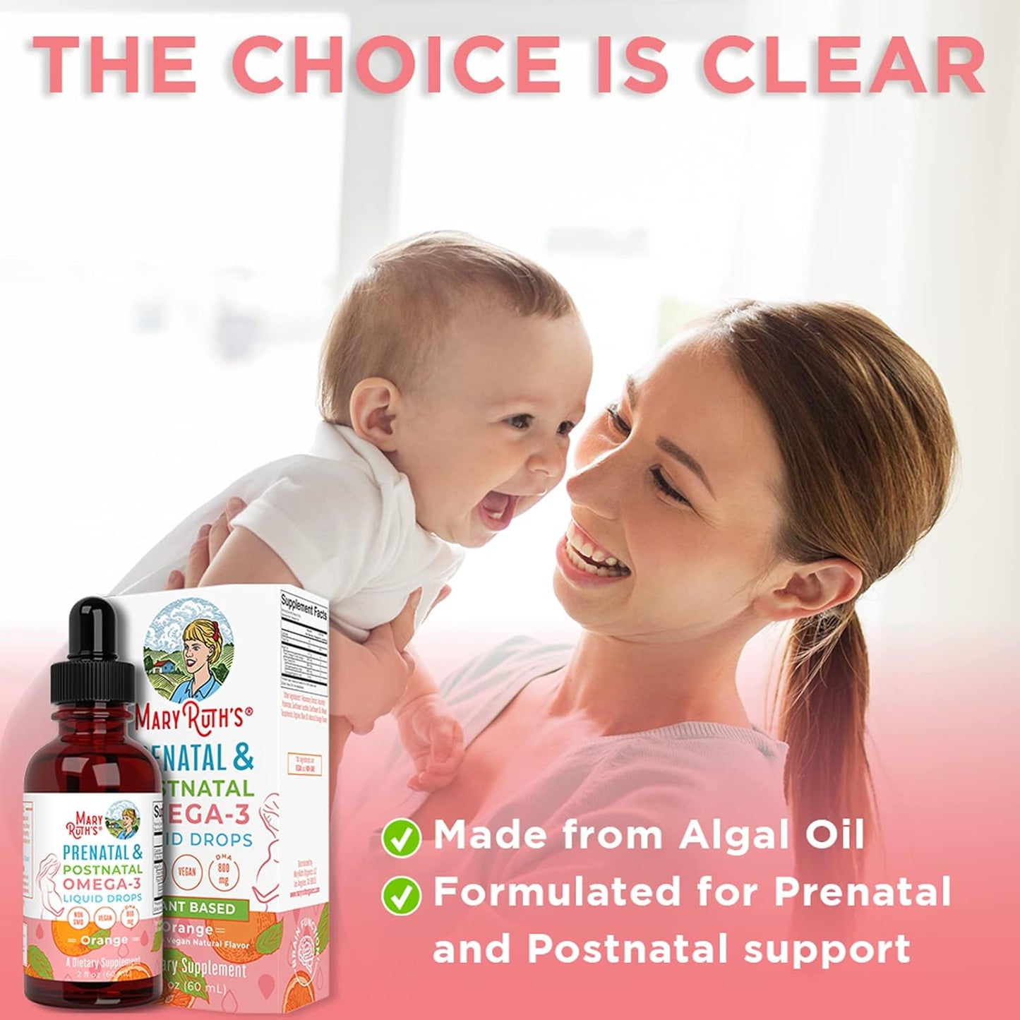 MaryRuth Organics Prenatal & Postnatal Omega-3 Liquid Drops 800mg DHA & 8mg of EPA Per Serving | Overall Wellness for Mom & Baby | 2oz - Nirvana Guru