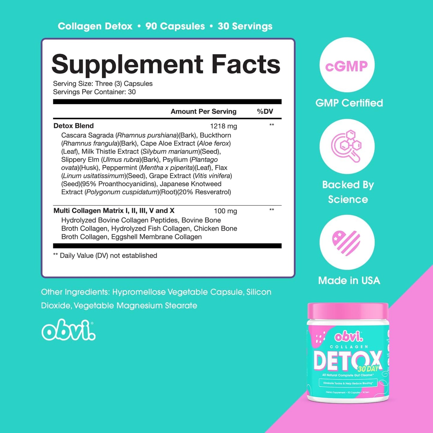 Obvi Detox Colon Cleanse Supplement | Promotes Digestive and Gut Health, Bloating Relief, Helps Remove Toxins | Immune Support with Milk Thistle, Psyllium Husk, Senna Leaf | 90 Capsules | 30 Servings - Nirvana Guru