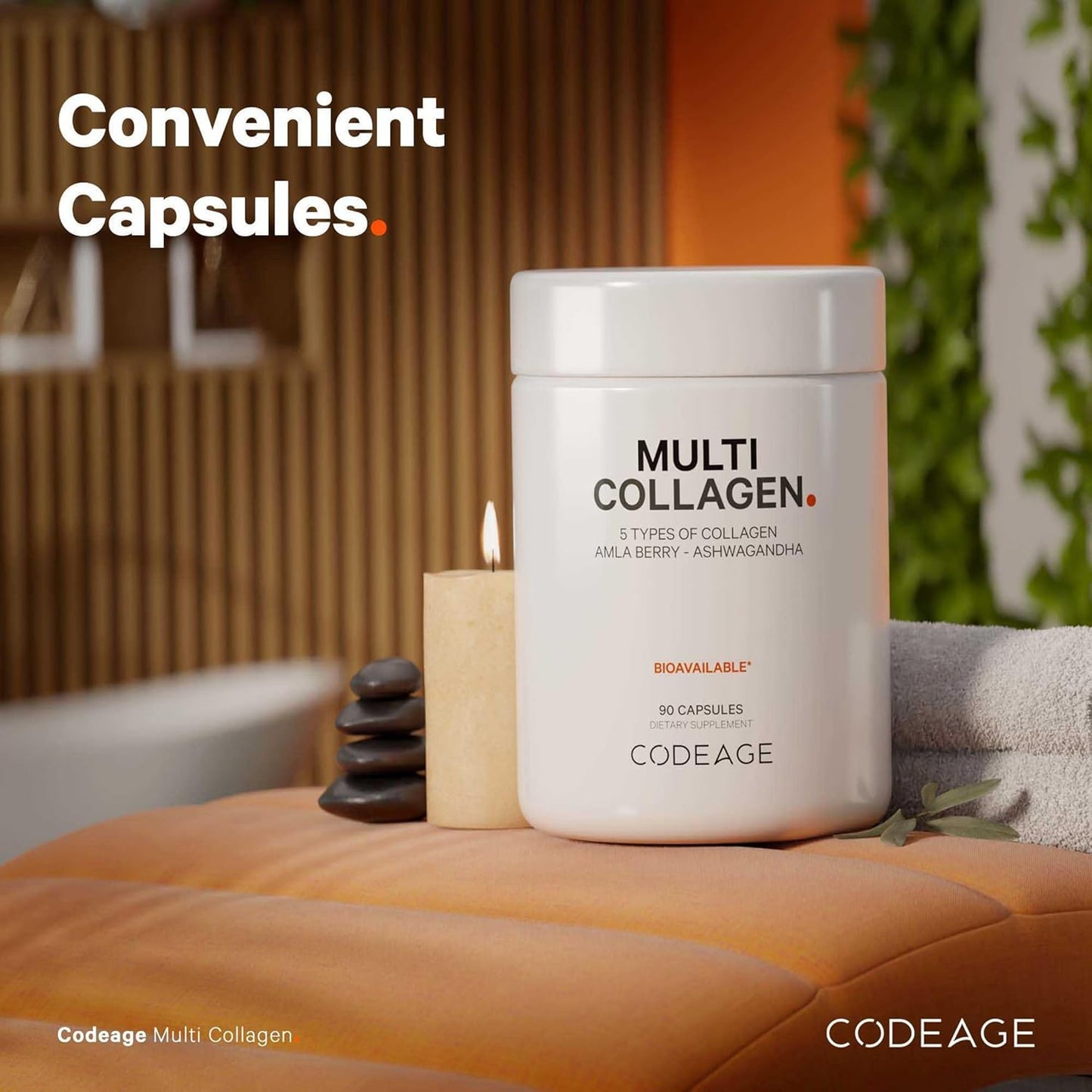 Codeage Multi Collagen Peptides Protein Capsules, 5 Collagen Types, Grass-Fed & Hydrolyzed Bovine Collagen Pills Supplement, Ashwagandha, Amla Berry Vitamins, Collagen Peptides - 90 Capsules - Nirvana Guru