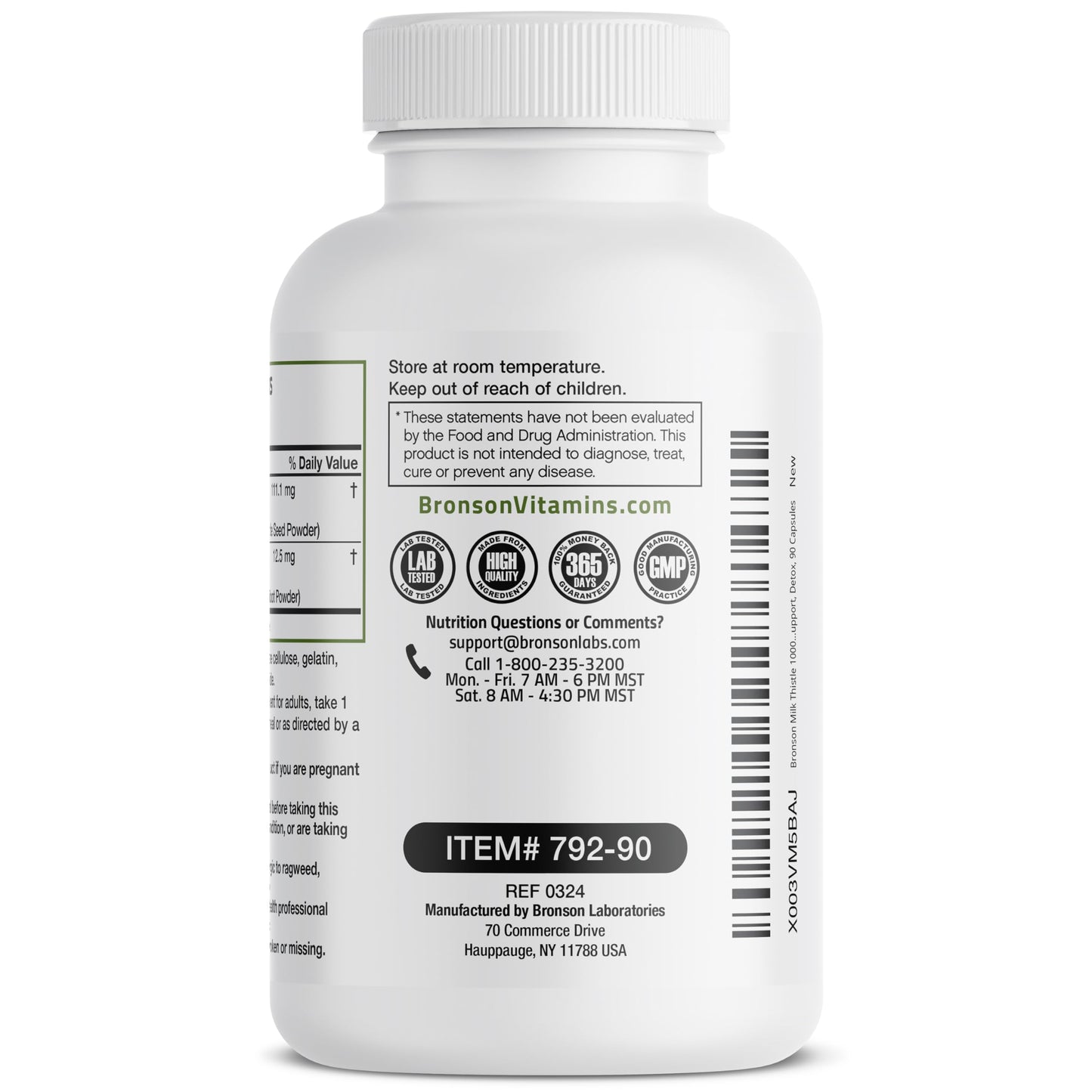 Bronson Milk Thistle Silymarin Marianum & Dandelion Root Liver Health Support, Antioxidant Support, Detox, 120 Capsules
