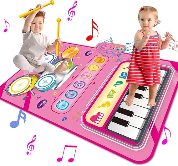 Toys for 1 Year Old Girl Gifts,2 in 1 Piano Mat Montessori Toys for 1 2 Year Old Girl,Educational Musical Toy First Birthday Gifts for 1 2 3 Year Old Girls,Christmas Stocking Stuffers for Toddler Girl nirvanaguru