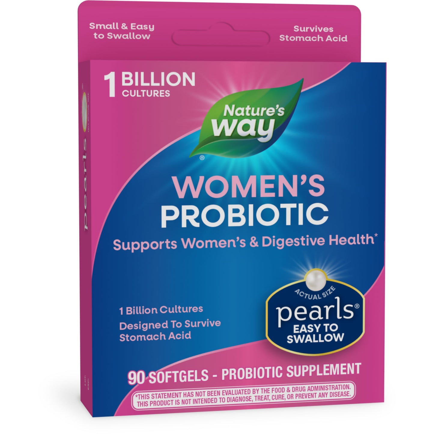 Nature's Way Women's Probiotic Pearls, Supports Women's and Digestive Health*, Protects Against Occasional Constipation & Bloating*, 1 Billion Live Cultures, 90 Softgels (Packaging May Vary) - Nirvana Guru