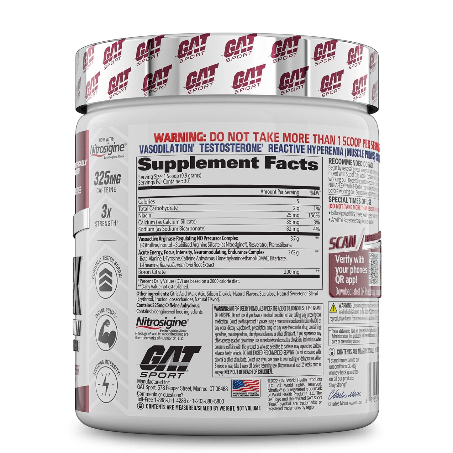 GAT SPORT Nitraflex Advanced Pre-Workout Powder, Increases Blood Flow, Boosts Strength and Energy, Improves Exercise Performance, (Blue Raspberry, 30 Servings) Nirvana Guru