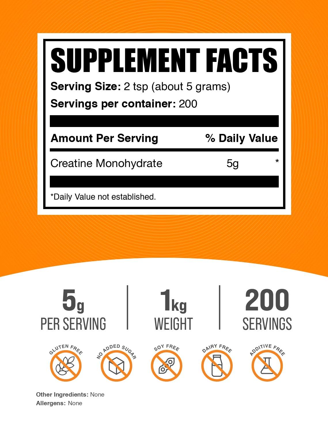 BulkSupplements.com Creatine Monohydrate Powder - Creatine Supplement, Micronized Creatine, Creatine Powder - Unflavored & Gluten Free, 5g (5000mg) per Servings, 500g (1.1 lbs) (Pack of 1)