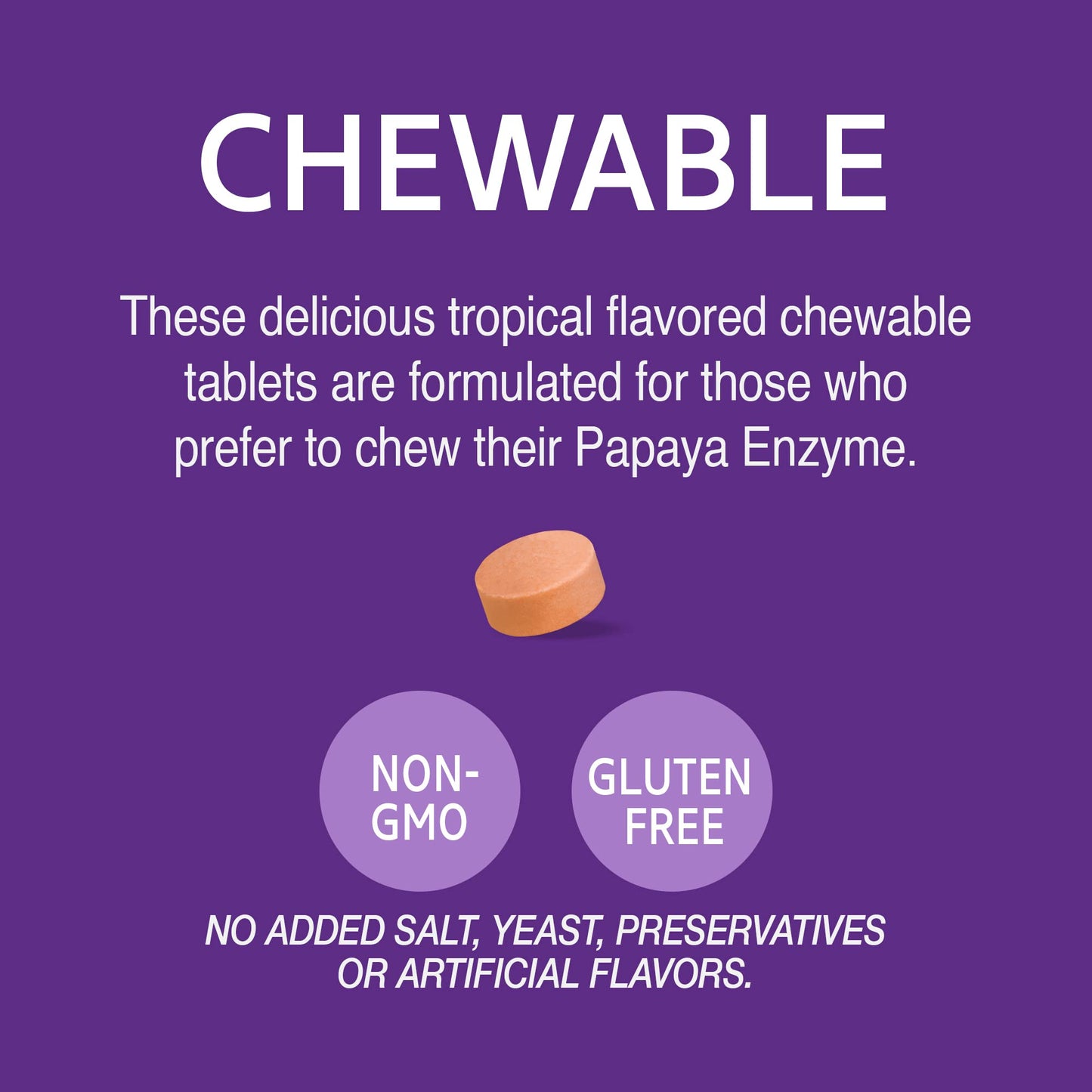 21st Century Papaya Enzyme Chewable (100 Count), Papaya & Pineapple Digestive Enzymes for Gut Health, Tropical Flavor, Non-GMO, Gluten-Free, No Added Salt, Yeast, Artificial Flavors