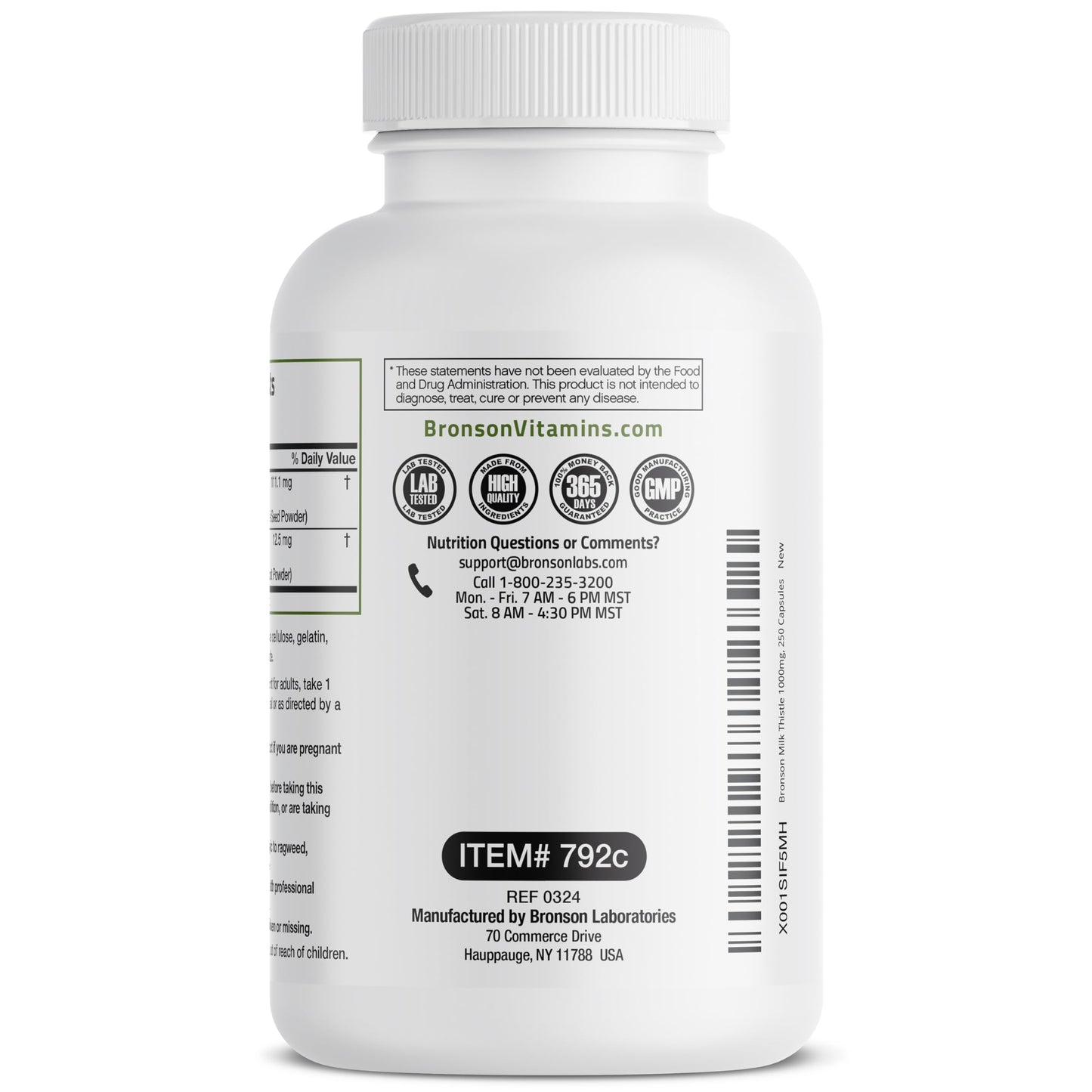 Bronson Milk Thistle Silymarin Marianum & Dandelion Root Liver Health Support, Antioxidant Support, Detox, 120 Capsules