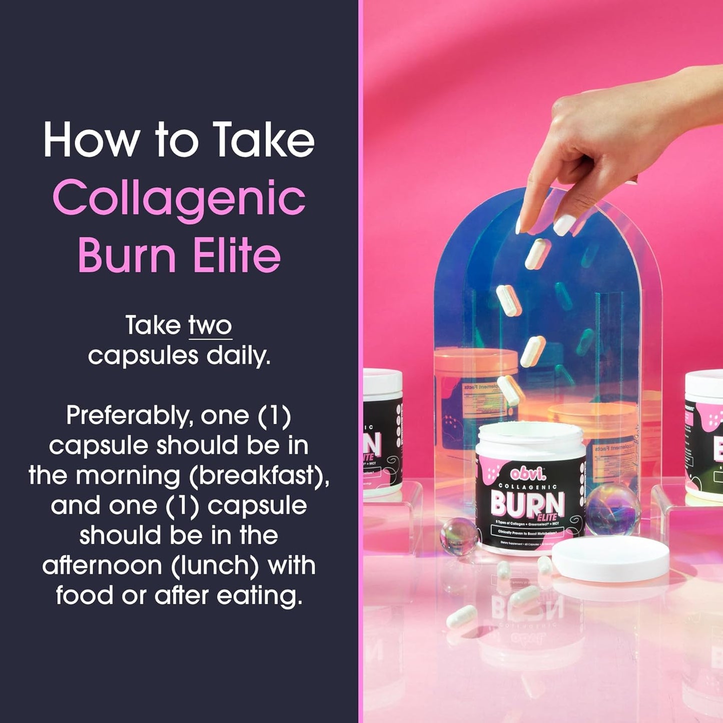 Obvi Burn Elite | Supports Metabolism Boost, Energy, and Focus | Supplement with Collagen and Green Tea | Supports Healthy Hair, Skin, Nails, and Joints | 60 Capsules, 30 Servings - Nirvana Guru