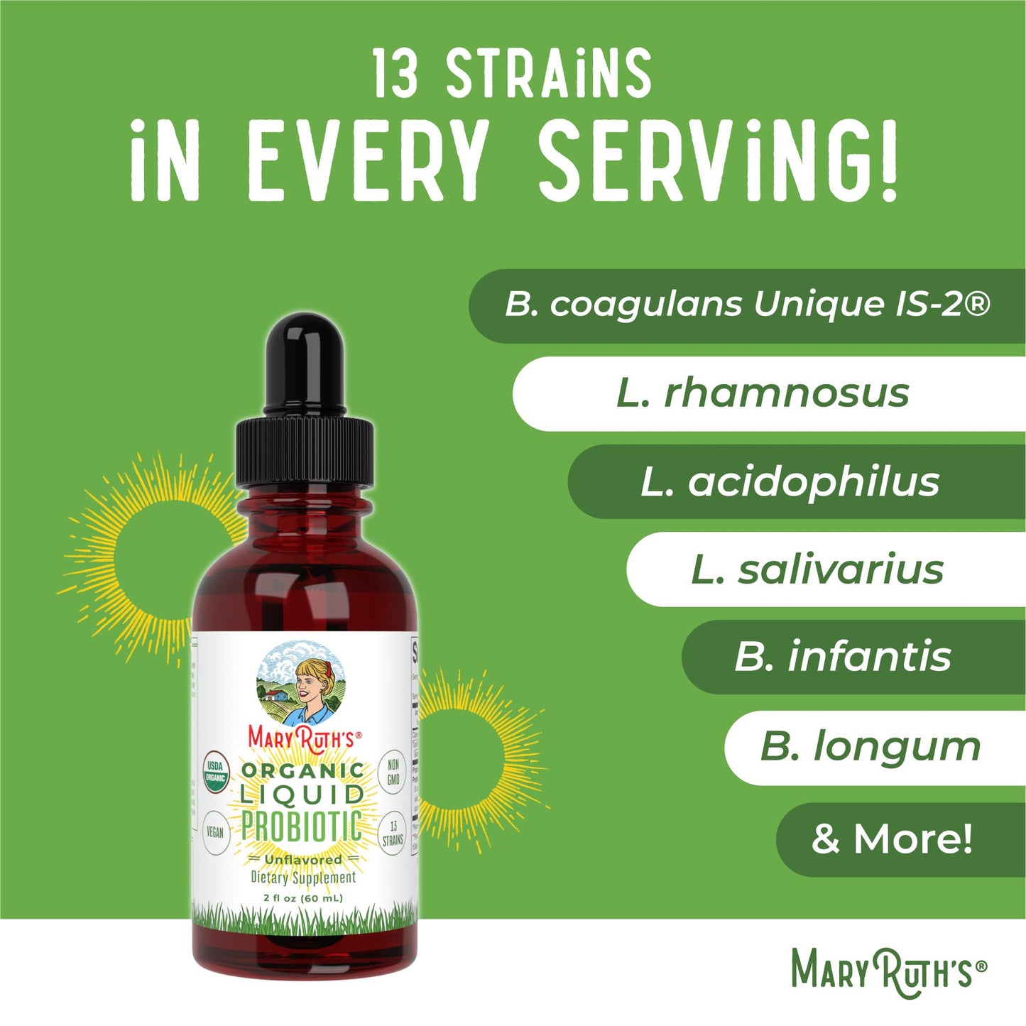 MaryRuth Organics USDA Organic Liquid Probiotic | Digestive Health | Gut Health | Probiotics for Women | Probiotics for Men | Probiotics for Kids | Acidophilus Probiotic | Non-GMO | 40 Servings - Nirvana Guru