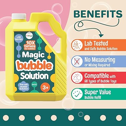 64 oz Iridescent Bubble Solution Refill | Non-Toxic Pre-Mix Bubble Refill Solution No Mixing or Measuring Required | Bubbles for Kids | Bubbles Bulk | Bubble Machine Solution | Giant Bubble Solution nirvanaguru