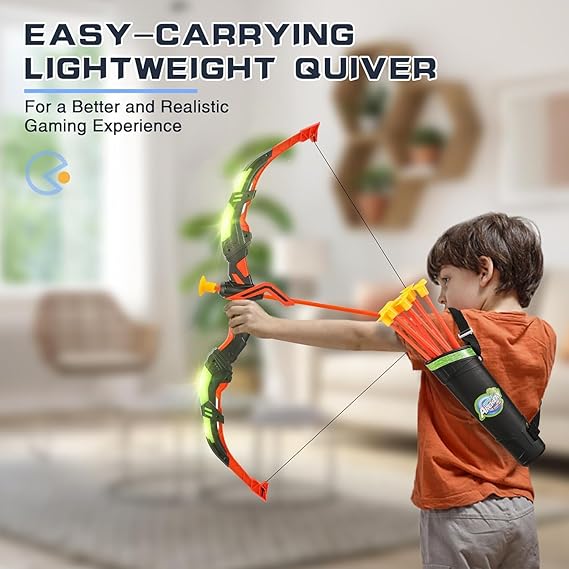 Bow and Arrow Set for Kids, 2-Pack LED Light Up Archery Set with 20 Suction Cup Arrows, Indoor and Outdoor Toy for Boys Girls Age 4-8 8-12 with Standing Target&2 Quivers, Birthday Gift 3-12 Years Old Nirvana Guru