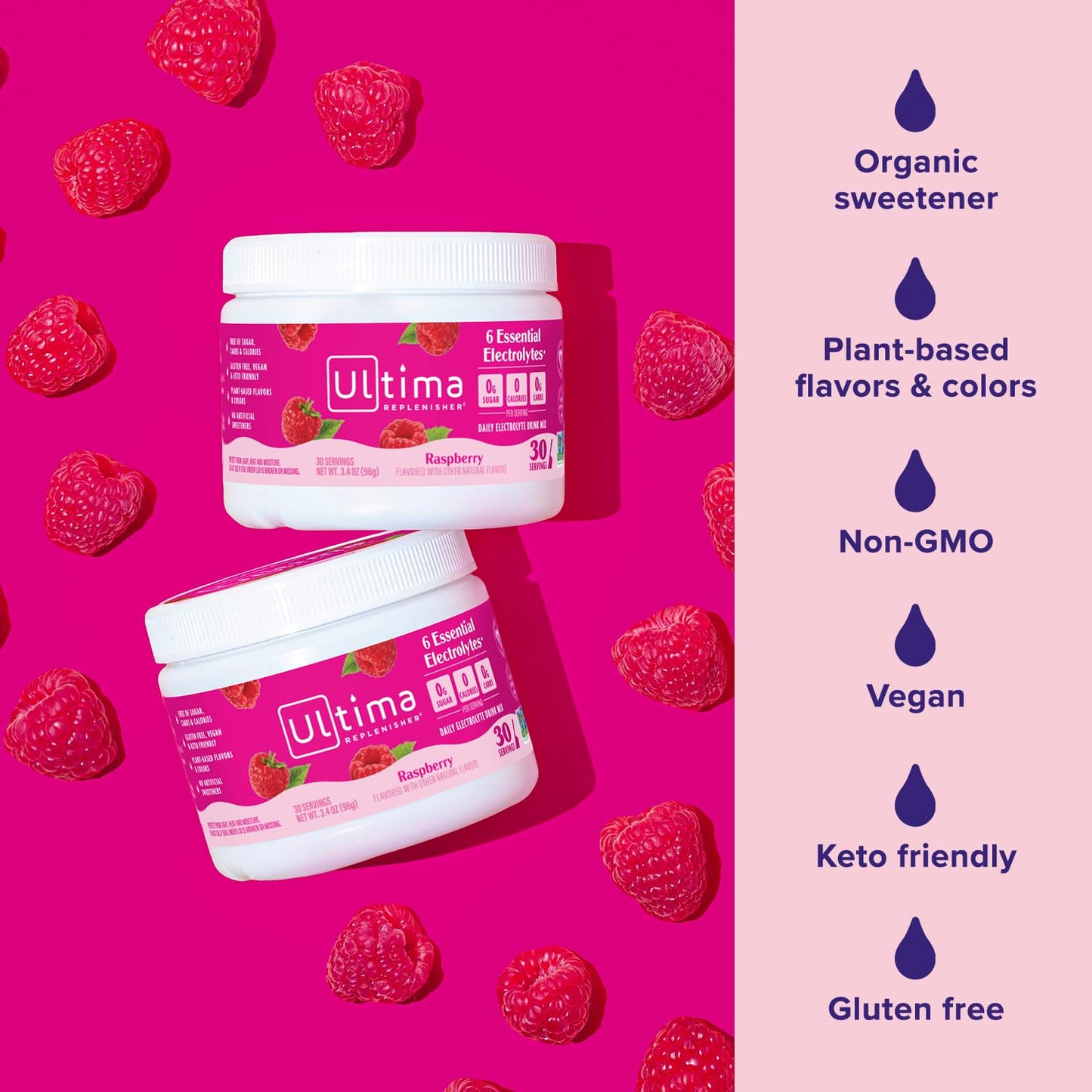 Ultima Replenisher Daily Electrolyte Powder Drink Mix – Sugar Free – Watermelon, 30 Servings – Hydration Powder with 6 Key Electrolytes and Trace Minerals – Keto Friendly, Vegan, Non-GMO - Nirvana Guru