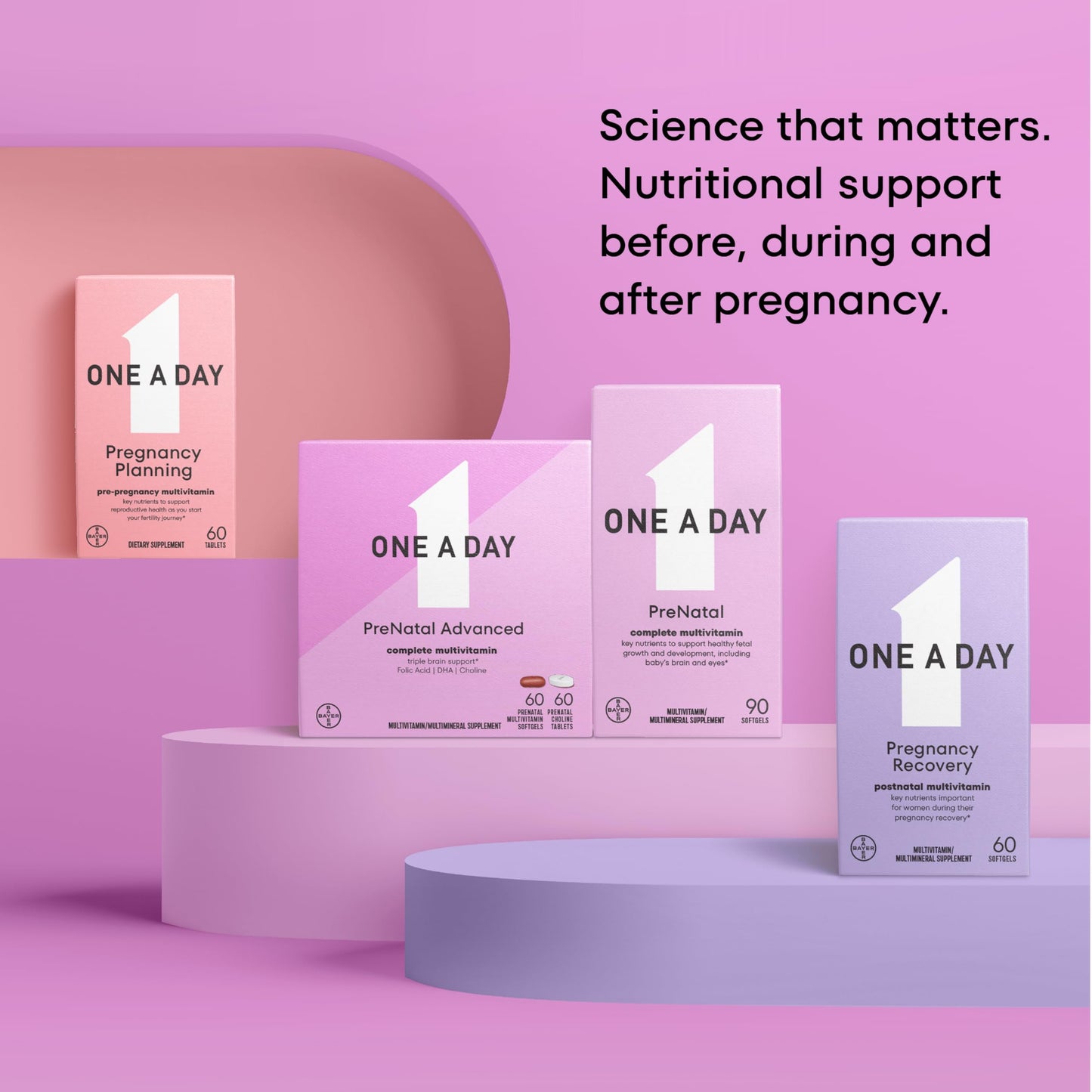 ONE A DAY Women’s Prenatal Advanced Complete Multivitamin with Brain Support* with Choline, Folic Acid, Omega-3 DHA & Iron for Pre, During & Post Pregnancy, 60+60 Ct (120 Total) (Packaging May Vary) Nirvana Guru