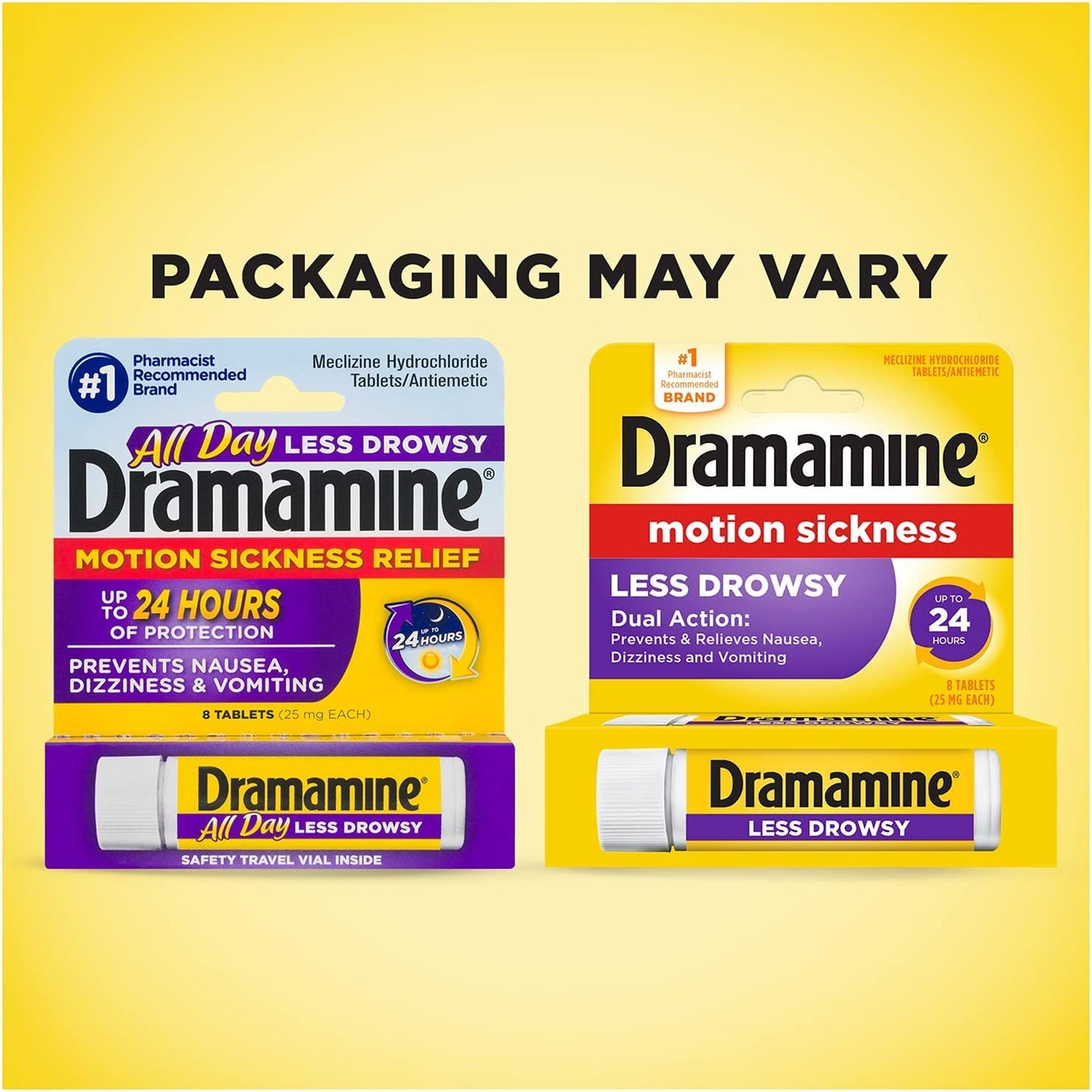 Dramamine All Day Less Drowsy, Motion Sickness Relief, 8 Count