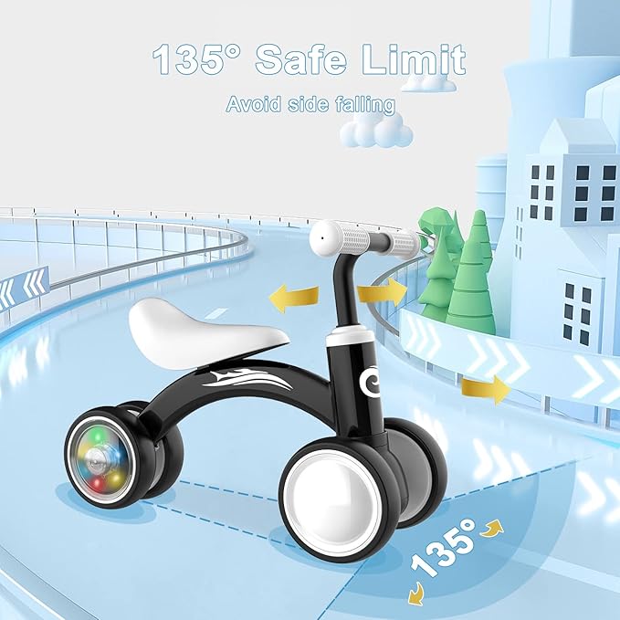 Colorful Lighting Baby Balance Bike Toys for 1 Year Old Boy Gifts, 10-36 Month Toddler Balance Bike, No Pedal 4 Silence Wheels&Soft Seat First Riding on Toys, One Year Old Boy Birthday Gifts. Nirvana Guru