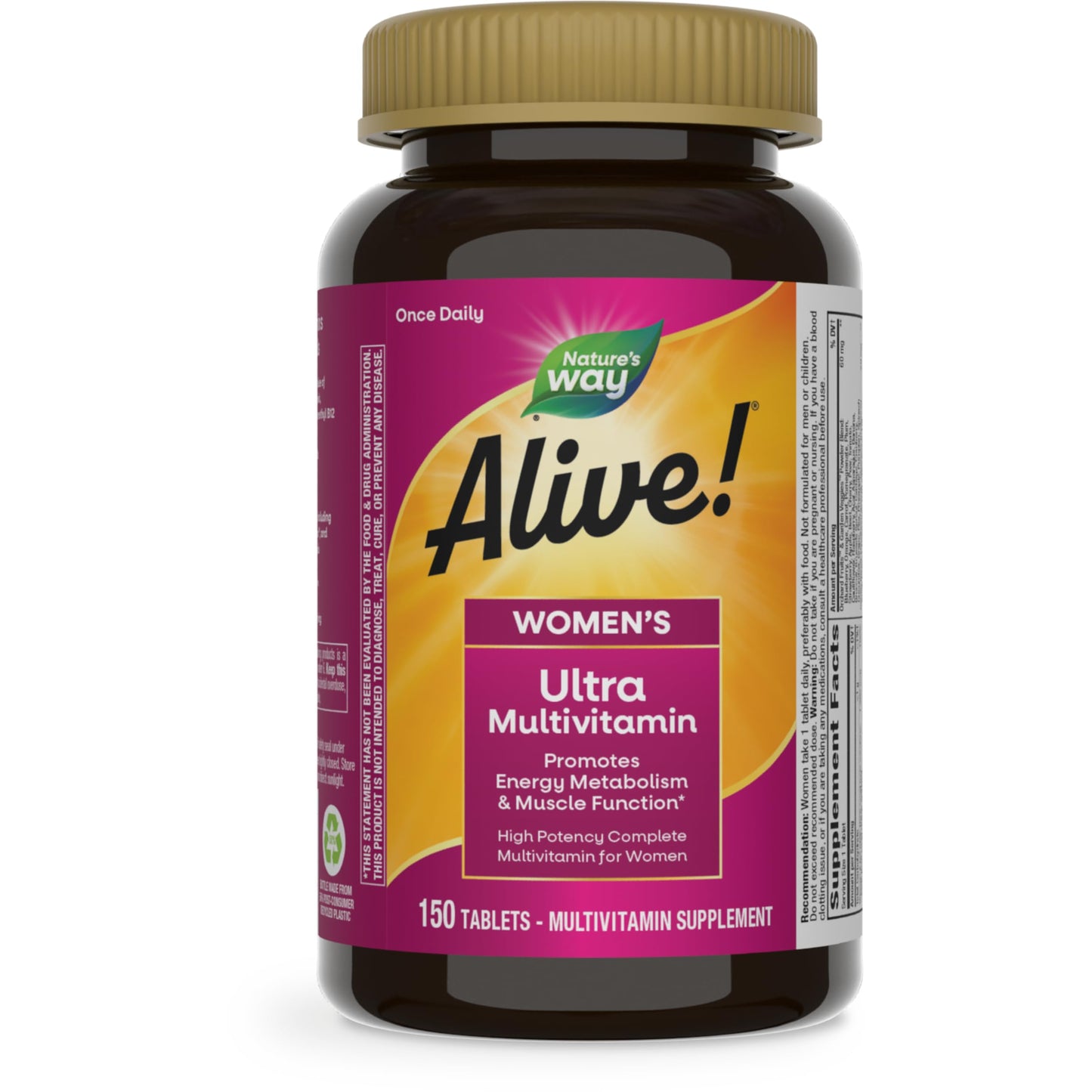 Nature's Way Alive! Women's Daily Ultra Multivitamin, High Potency Formula, Promotes Energy Metabolism and Muscle Function*, with Methylated B12, 60 Tablets - Nirvana Guru