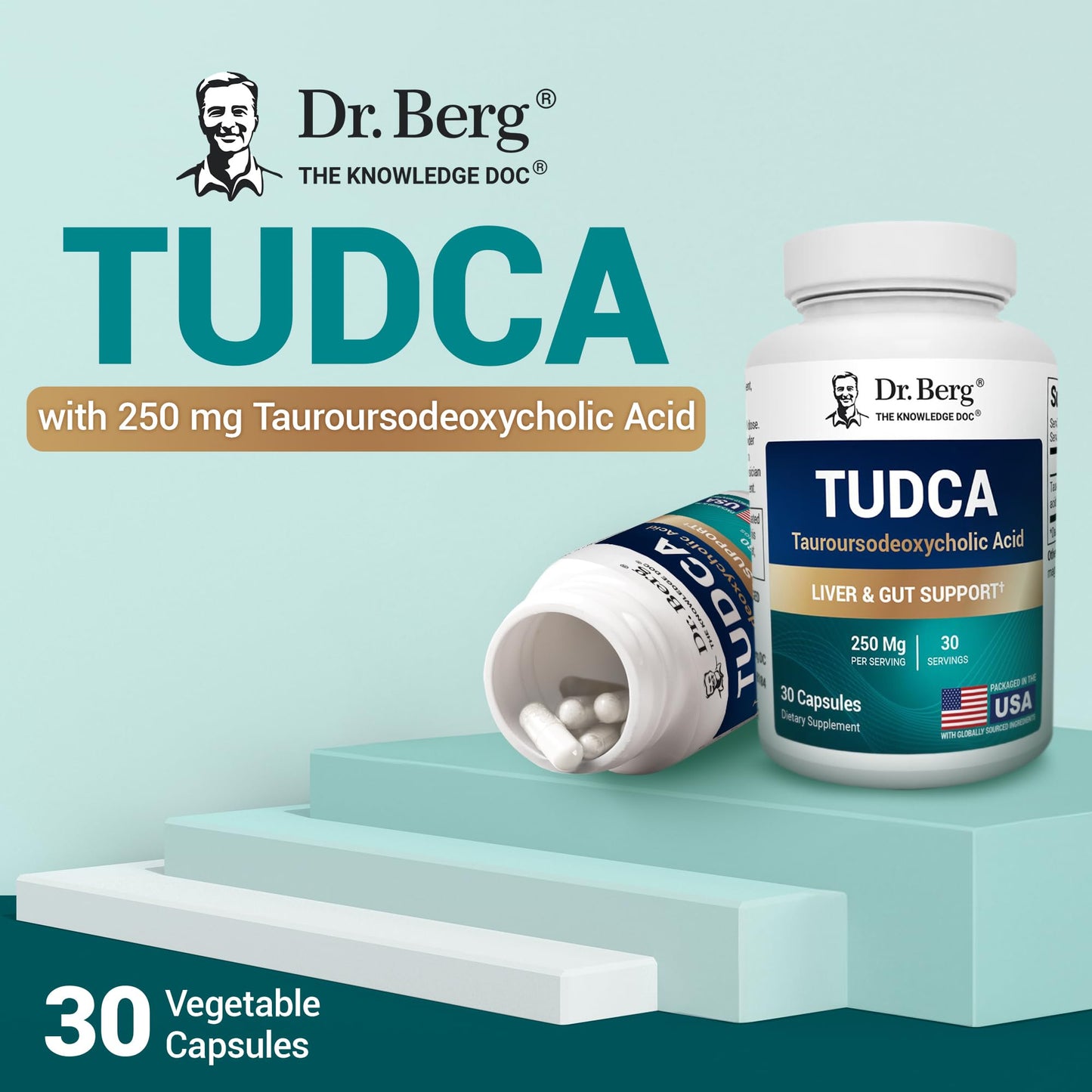 Dr. Berg TUDCA Supplement (Tauroursodeoxycholic Acid) - Powerful Formula for Liver Health, Bile Flow, Gallbladder Support, and Digestive Health* - 30 Capsules - Nirvana Guru