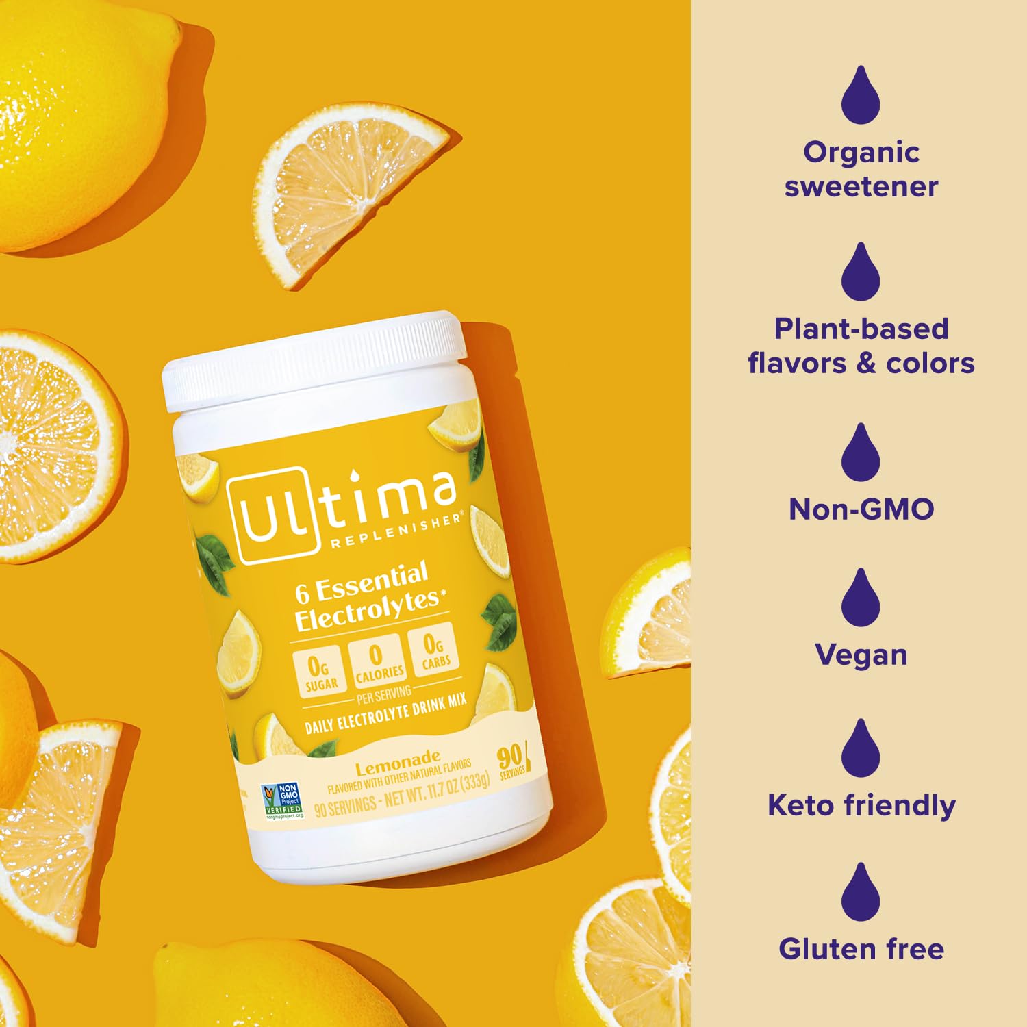 Ultima Replenisher Daily Electrolyte Powder Drink Mix – Sugar Free – Lemonade, 90 Servings – Hydration Powder with 6 Key Electrolytes and Trace Minerals – Keto Friendly, Vegan, Non-GMO - Nirvana Guru