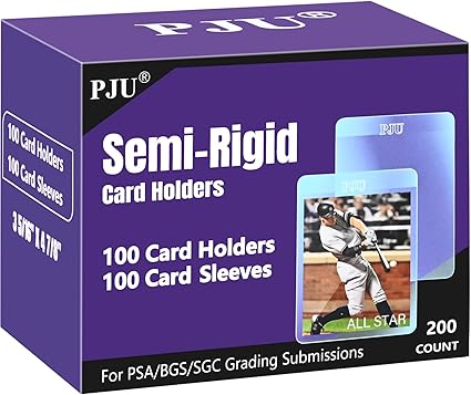 100ct Semi Rigid Card Holders & 100ct Card Sleeves for PSA, SGC, BGS, CSG Graded Card Submissions, Semi Rigid Card Sleeves, Baseball Card Protectors, PSA Graded Card Sleeve for Trading Card nirvanaguru