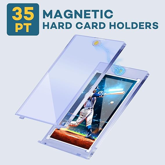 20ct Magnetic Card Holders, 35pt One Touch Card Holder, U-V Protection Hard Plastic Case for Trading Cards, Display Case for Sports, Baseball, Football, Game Cards nirvanaguru